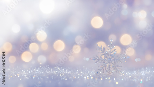 Light blue background. Snowflake wallpaper. White Christmas. New Year 2024 Wallpaper. Bokeh Background. Beautiful and elegant. Sparkly decoration, copy space