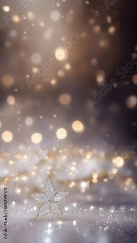 Delicate Christmas and New Year 2026 Wallpaper with crystal star, Bokeh Background, beautiful, elegant sparkly decoration and copy space