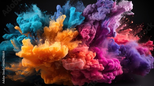 Explosion of colored powder on black background UHD wallpaper Stock Photographic Image