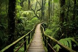 Scenic path amidst dense rainforest. Generative AI