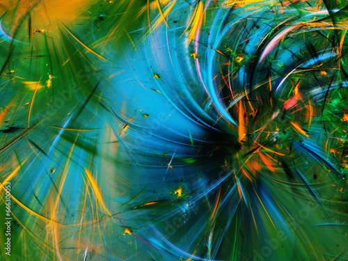 Wallpaper Mural blue and green abstract fractal background 3d rendering illustration Torontodigital.ca