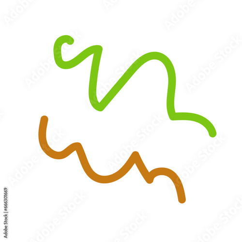 Orange green squiggly lines Vectors 