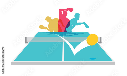 Colorful vector editable table tennis pingpong player poses for any graphic background	