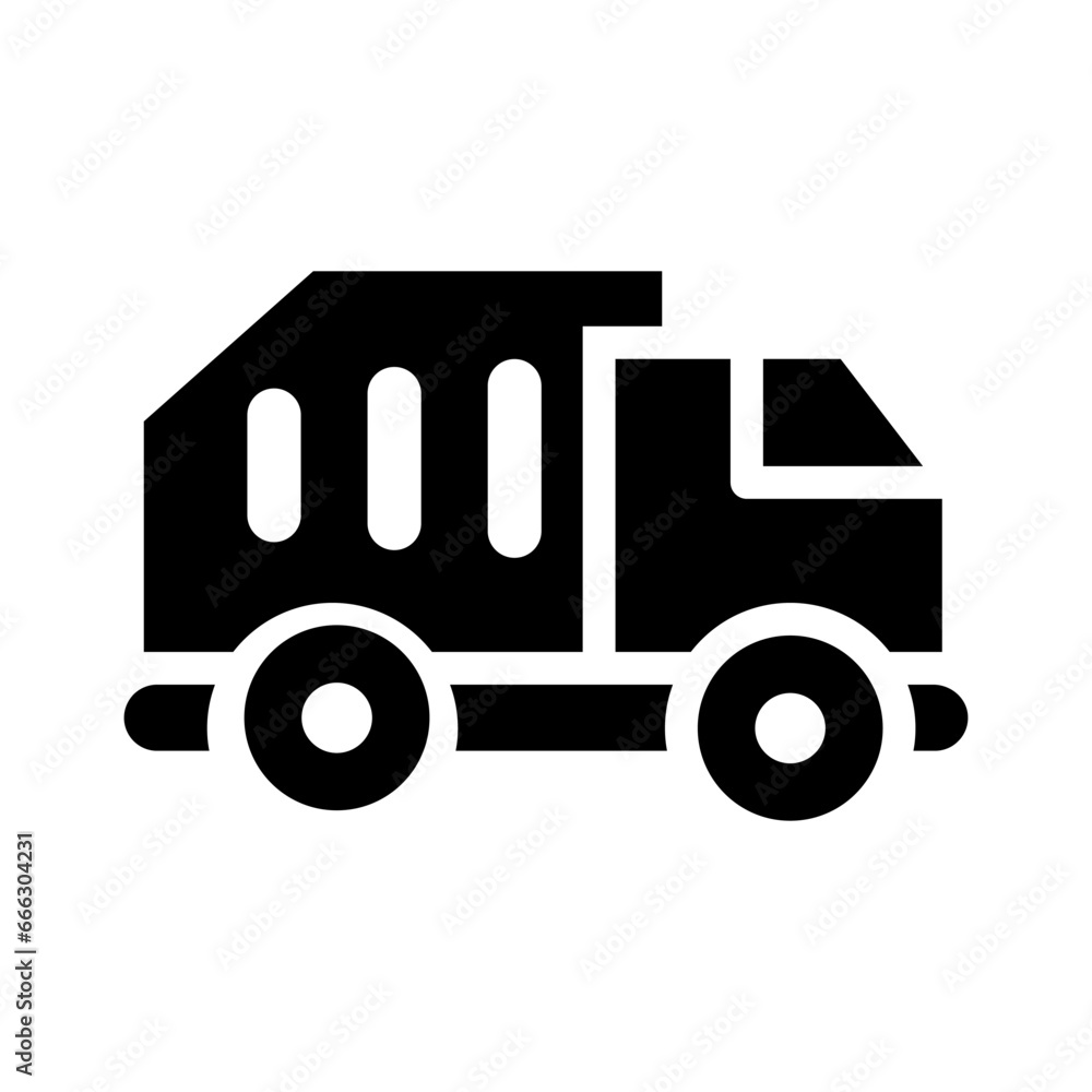 garbage truck glyph icon illustration vector graphic. Simple element illustration vector graphic, suitable for app, websites, and presentations isolated on white background