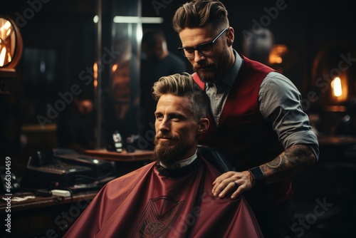 Barber crafting a trendy hairstyle