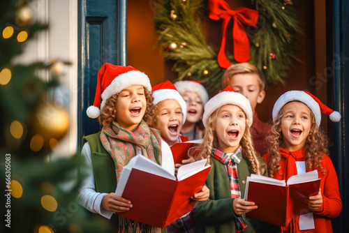 Children christmas carolers photo