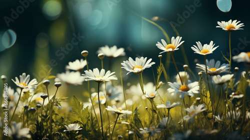 A beautiful field of daisies. Generative AI. 