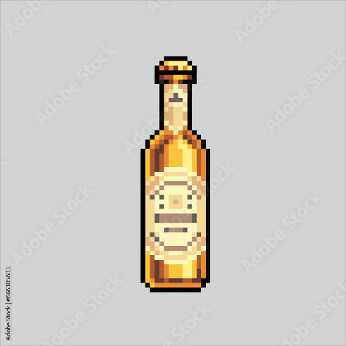 Pixel art illustration Beer Bottle. Pixelated Beer. Beer bottle icon pixelated
for the pixel art game and icon for website and video game. old school retro.
