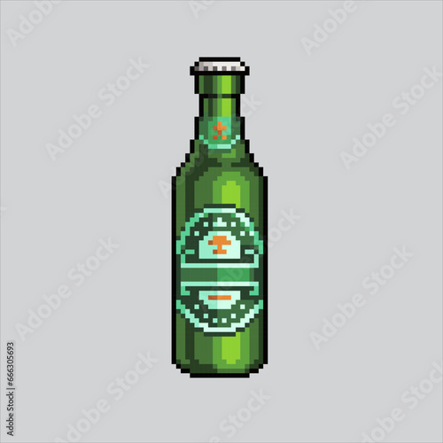 Pixel art illustration Beer Bottle. Pixelated Beer. Beer bottle icon pixelated
for the pixel art game and icon for website and video game. old school retro.
