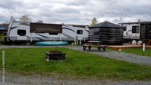 A campground site closed for the winter