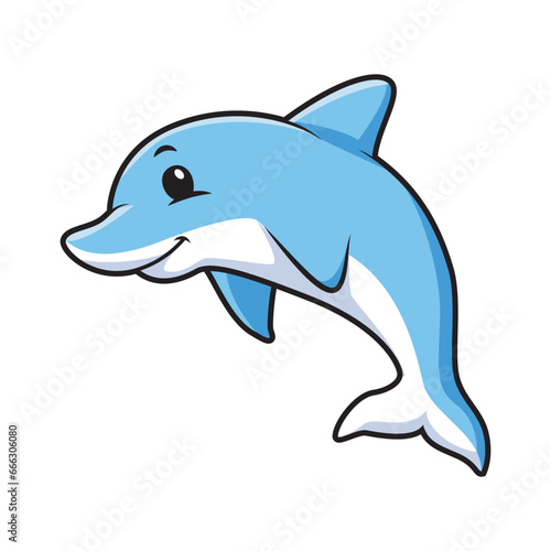 illustration of a cute happy dolphin