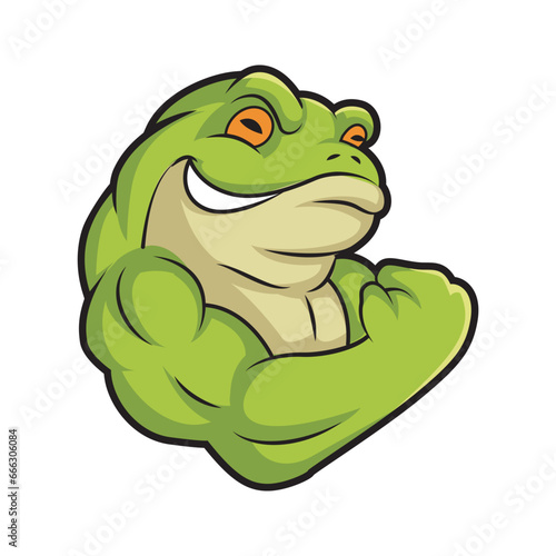 Frog Strong Mascot cartoon illustration