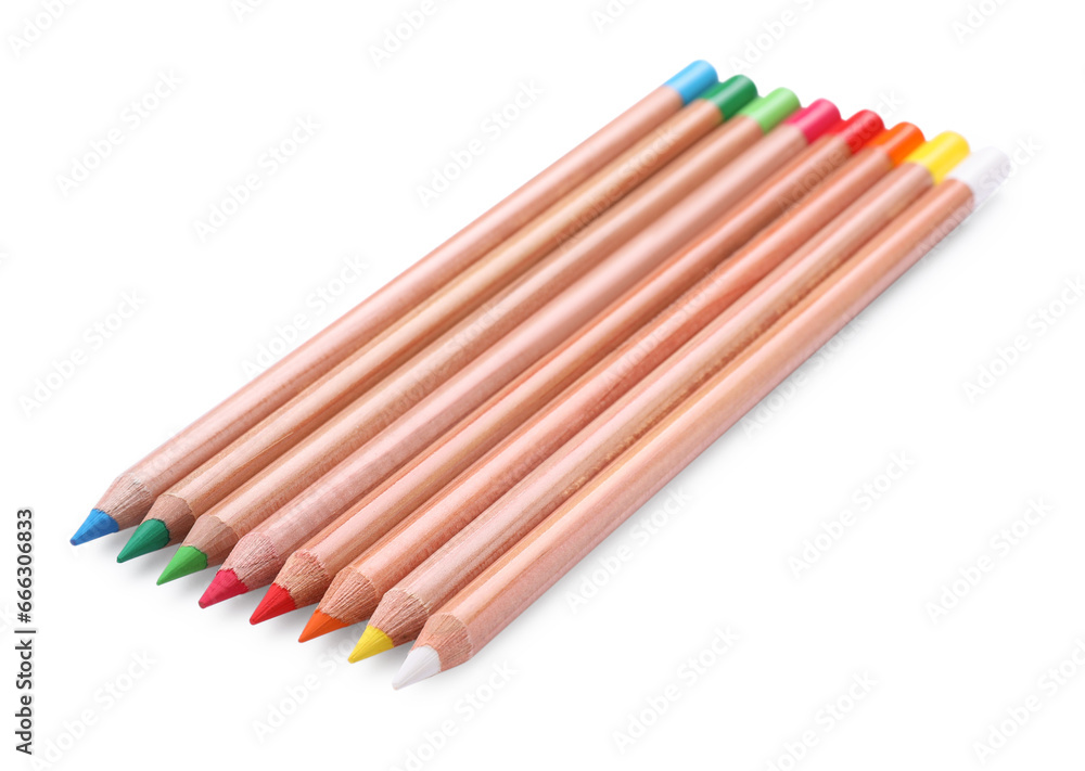 Fototapeta premium Colorful pastel pencils isolated on white. Drawing supplies