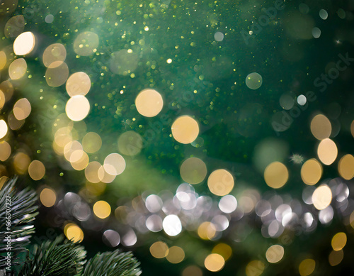 Green Shiny Bokeh Christmas Background