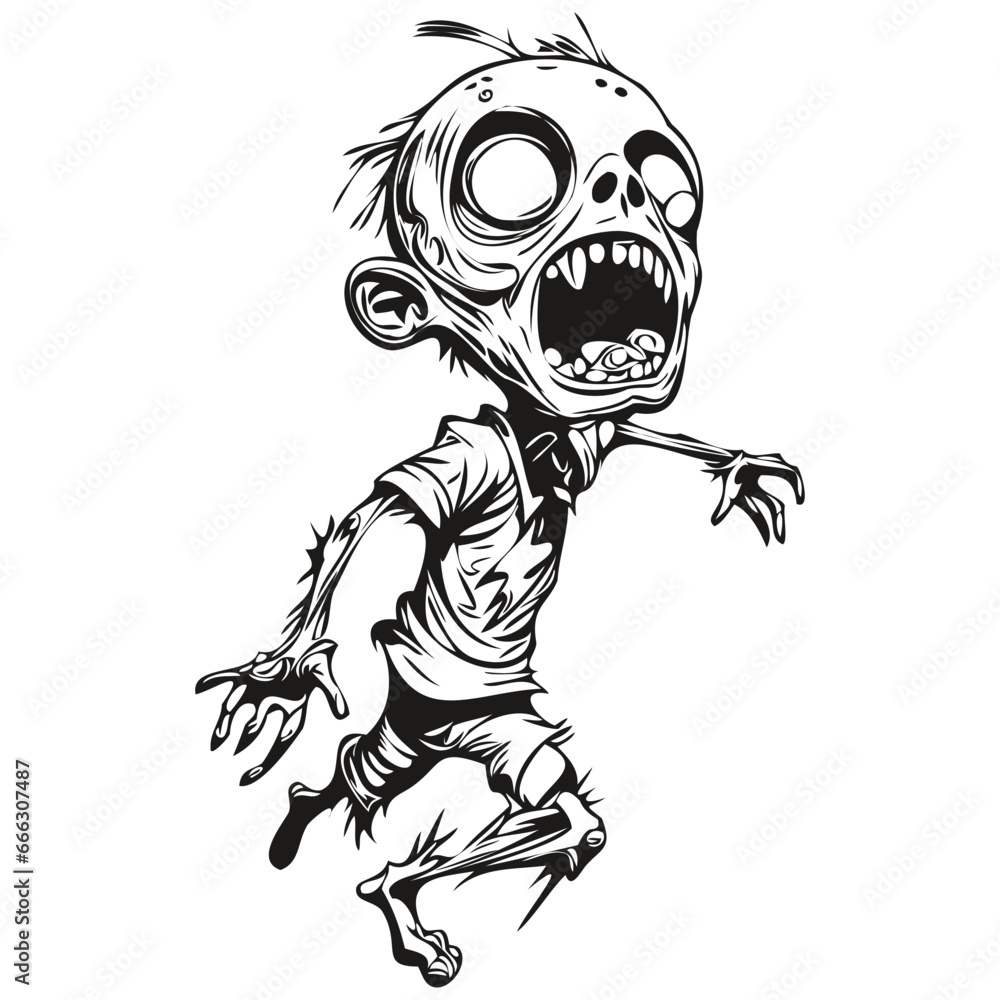 Black and White Phantasmal Image of a Scary Undead for Halloween Black and White Phantasmal Image of a Scary Undead for Halloween