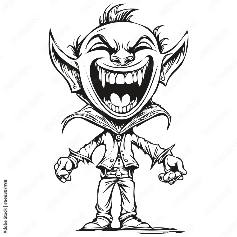 Black and White Phantasmal Image of a Scary Vampire for Halloween