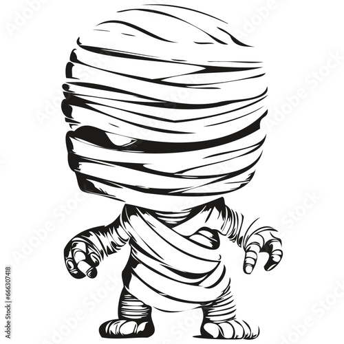 Black and White Mummy Image for Halloween