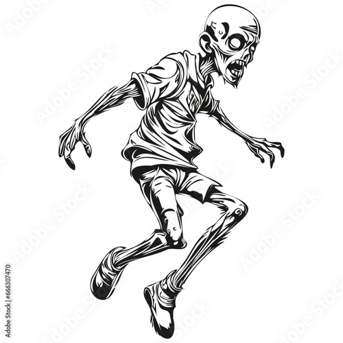 Black and White Phantasmal Image of a Halloween Reanimated Corpse for Halloween