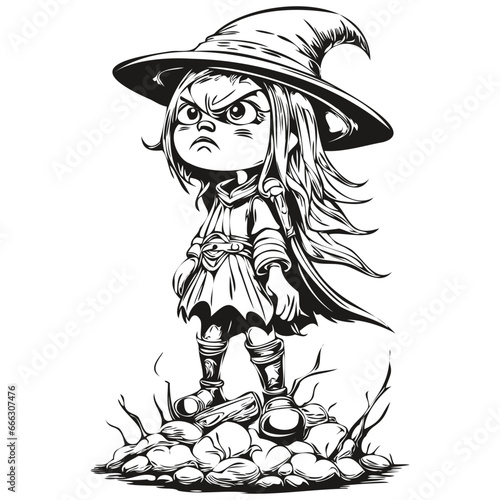Black and White Phantasmal Image of a Halloween Witch for Halloween