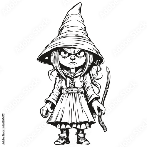 Black and White Phantasmal Image of a Halloween Witch for Halloween