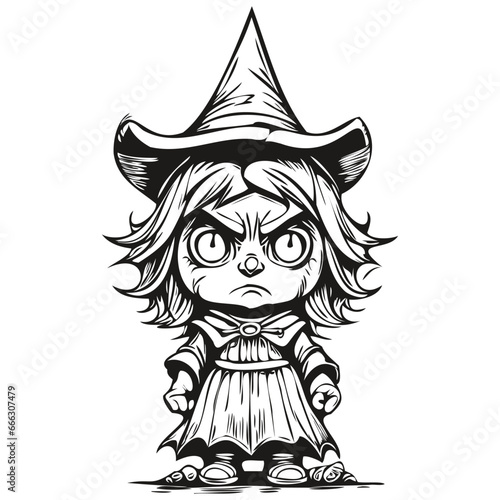 Black and White Phantasmal Image of a Halloween Witch
