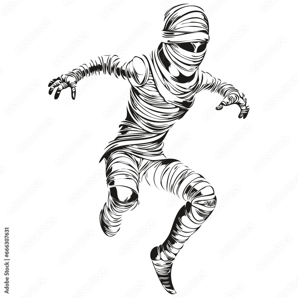 Creepy Halloween Mummy Portrait in Vector for Halloween Creepy Halloween Mummy Portrait in Vector for Halloween