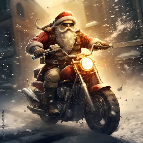 Santa Claus Bring Gift with Big Moto © Azelia