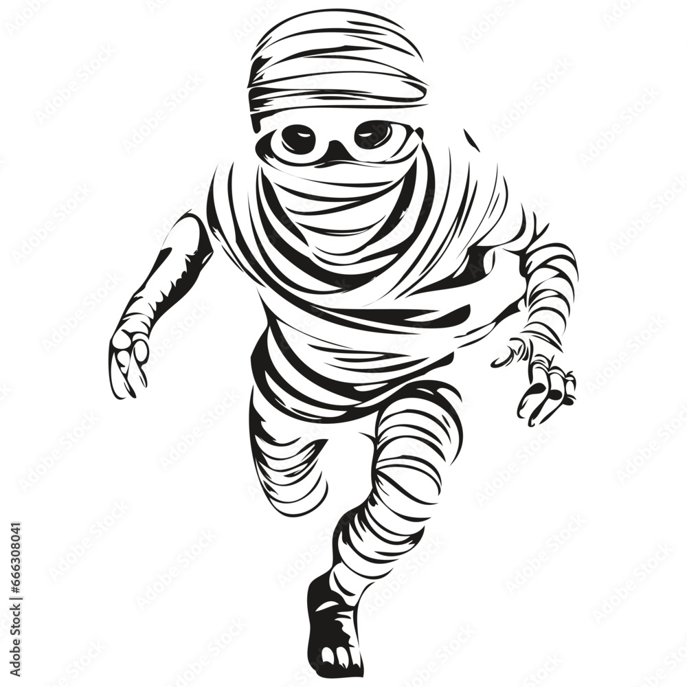 Halloween Mummy in Monochrome Vector Halloween Mummy in Monochrome Vector