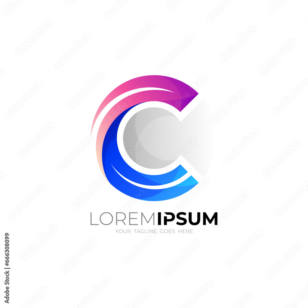 C logo template, 3d colorful design illustration, simple logos C logo template, 3d colorful design illustration, simple logos