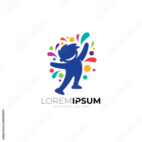 Logo of a happy little boy, social design with colorful style