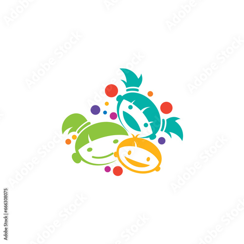Children's playground icon, kids care logo community