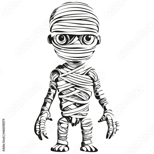 Halloween-Themed Mummy Vector Image isolated black silhouette