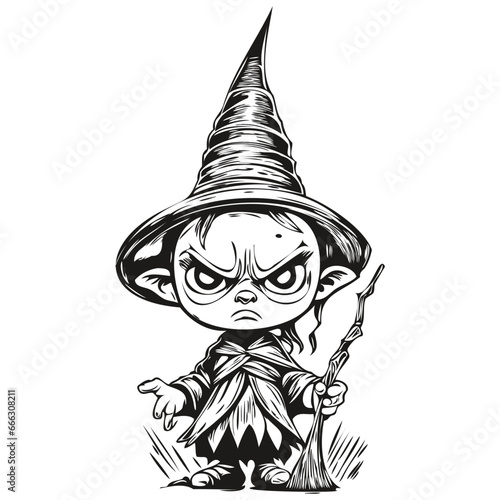 Haunting Halloween Reflection of a Sorcery Phenomenon in Black and White