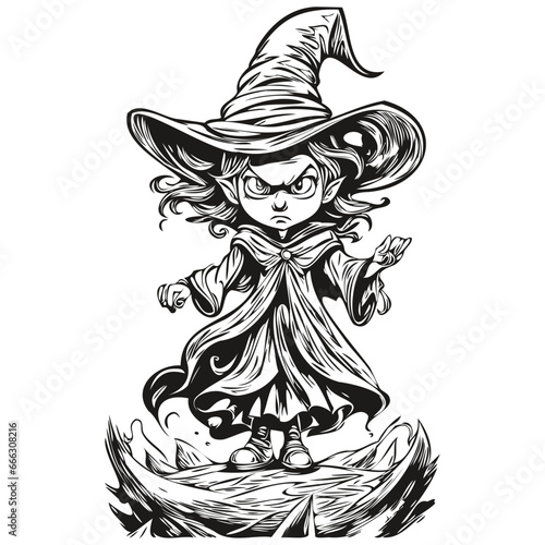 Haunting Halloween Reflection of a Sorcery Phenomenon in Black and White