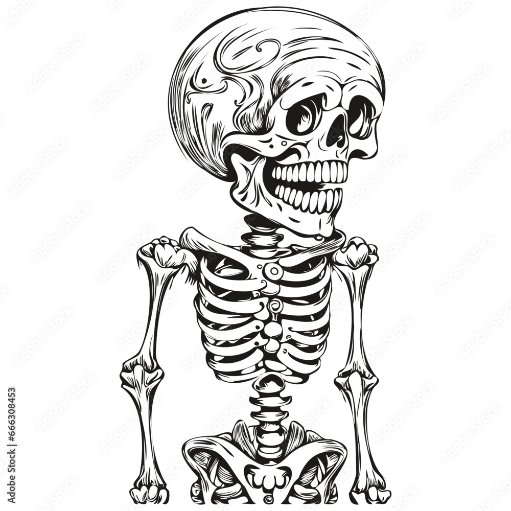 Haunting Hand-Drawn Skeletal Presence in Ethereal Style for Halloween Haunting Hand-Drawn Skeletal Presence in Ethereal Style for Halloween