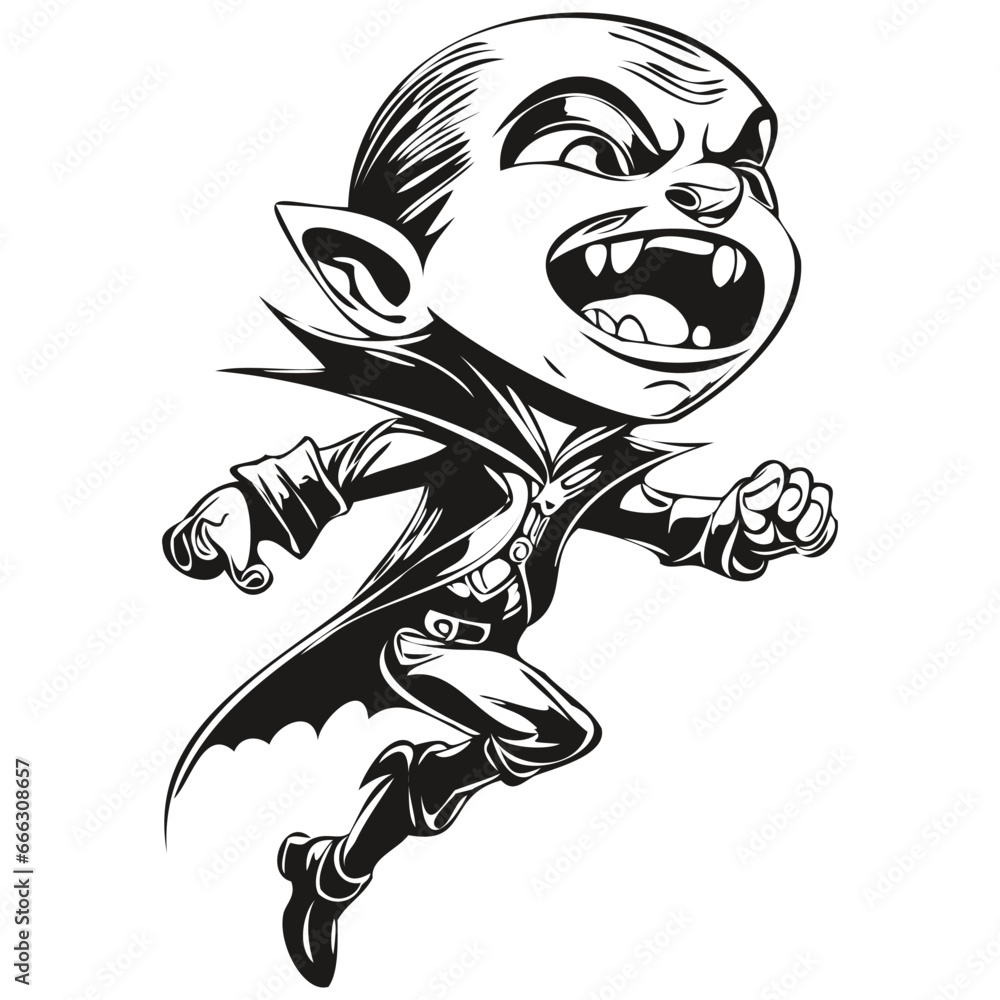 Fototapeta premium Malevolent Hand-Drawn Halloween Reflection of a Vampire Haunting