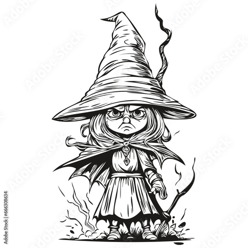 Malevolent Hand-Drawn Halloween Enchantress Reflection