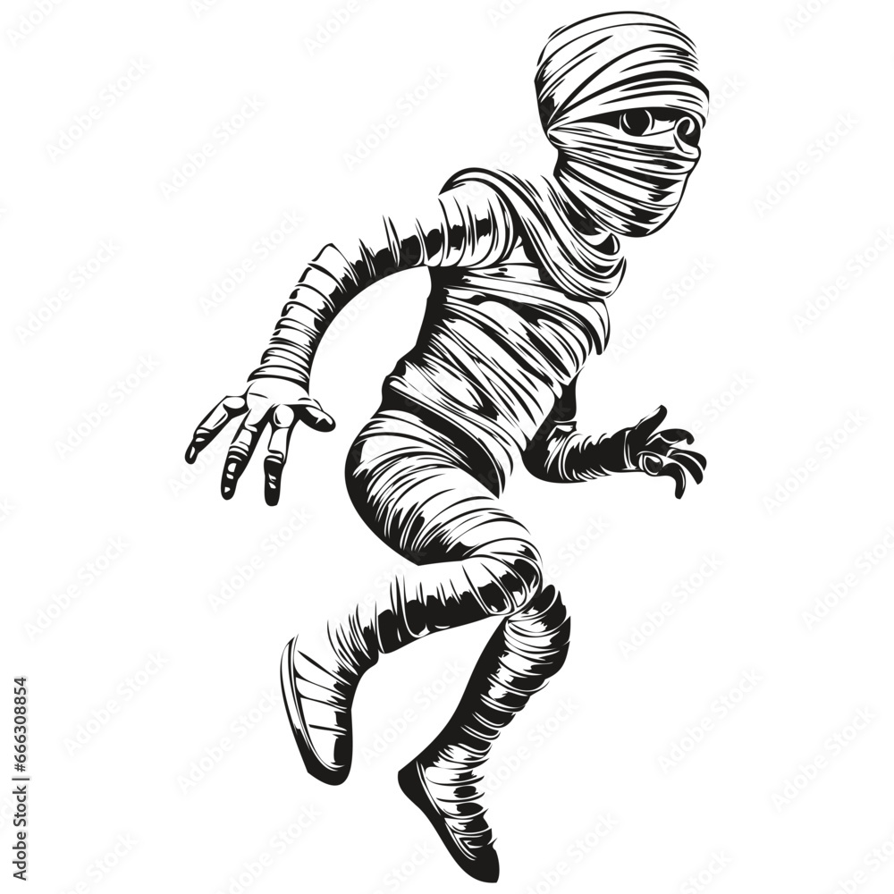 Monochrome Halloween Mummy Vector Artwork Monochrome Halloween Mummy Vector Artwork