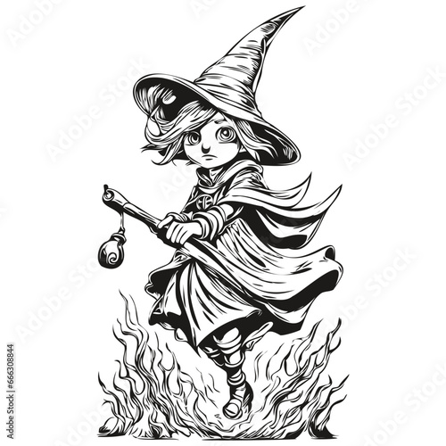 Malevolent Witch in Vector Style