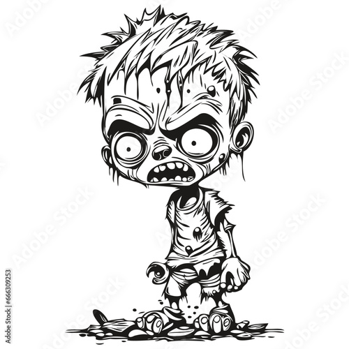 Scary Hand-Drawn Image of a Halloween Reanimated Corpse for Halloween