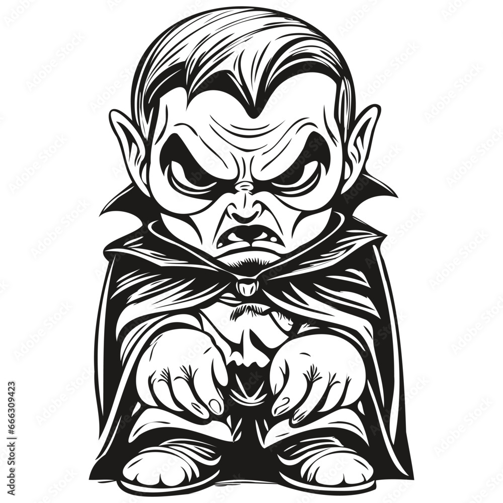 Obraz premium Spooky Monochrome Vampiric Presence isolated black silhouette