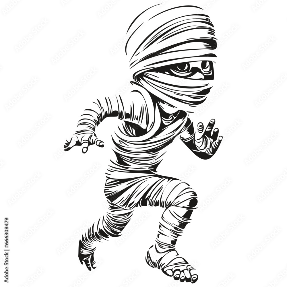 Fototapeta premium Tomb Guardian's Halloween Mummy Image for Halloween in Vector