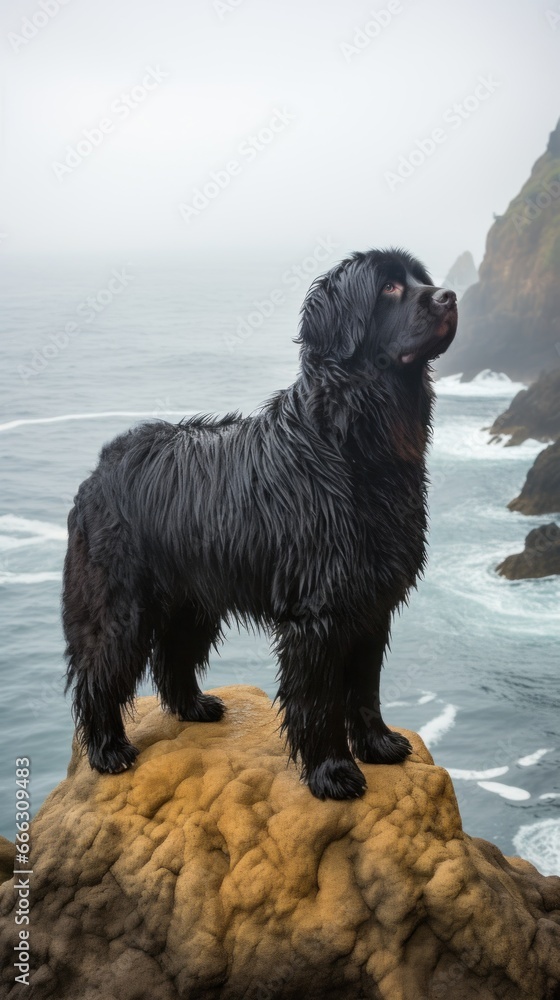 black dog on the beach