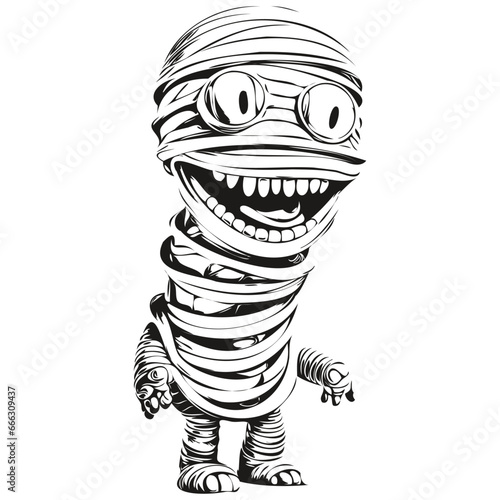 Spooky Mummy Curse in Monochrome Vector for Halloween