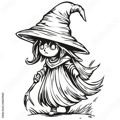 Transparent Hand-Drawn Sorceress Figure
