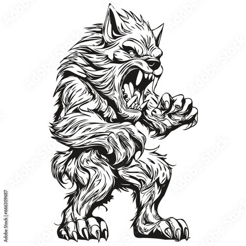 Transparent Image of a Halloween Lycanthrope Entity