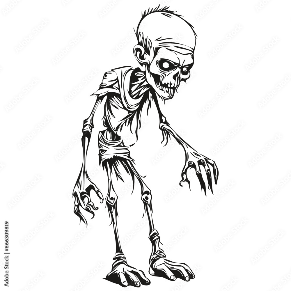 Fototapeta premium Transparent Image of an undead Entity for Halloween