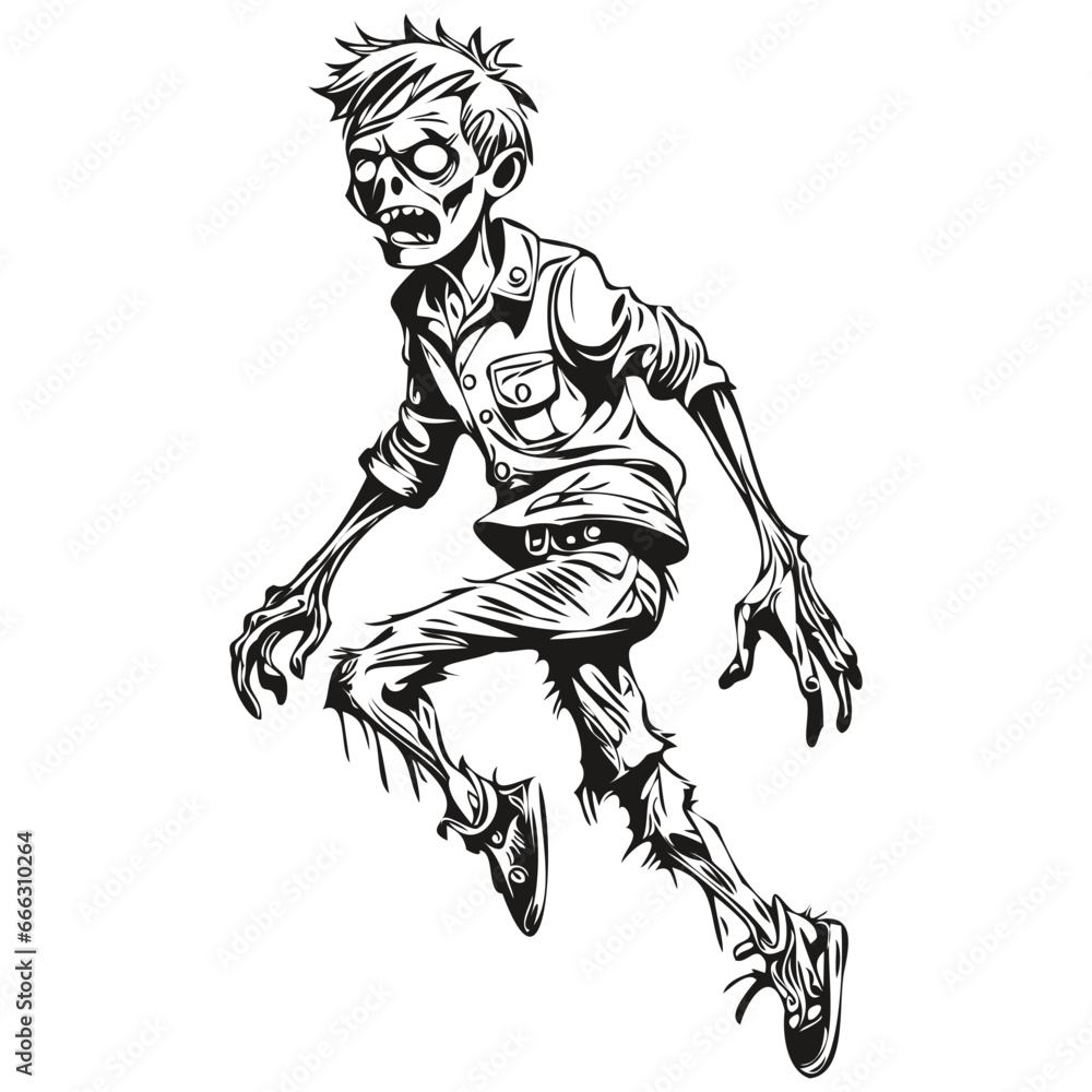 Zombie Haunting in Vector for Spooky Halloween