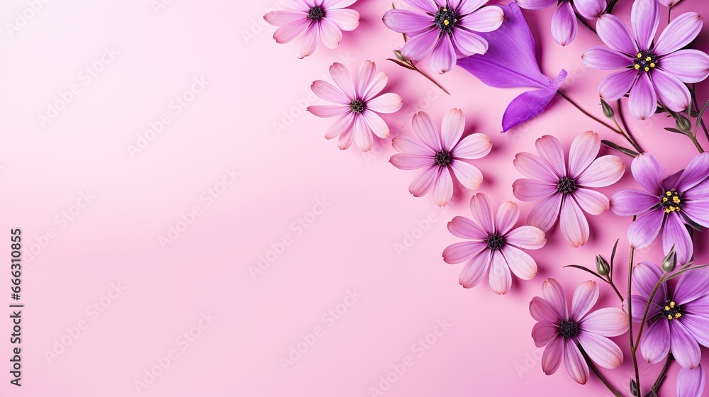 Fototapeta premium Flowers vertical composition purple flowers