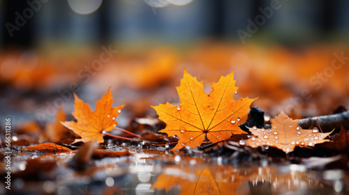Autumn s Embrace  Vibrant Orange Maple Leaves. Generative AI